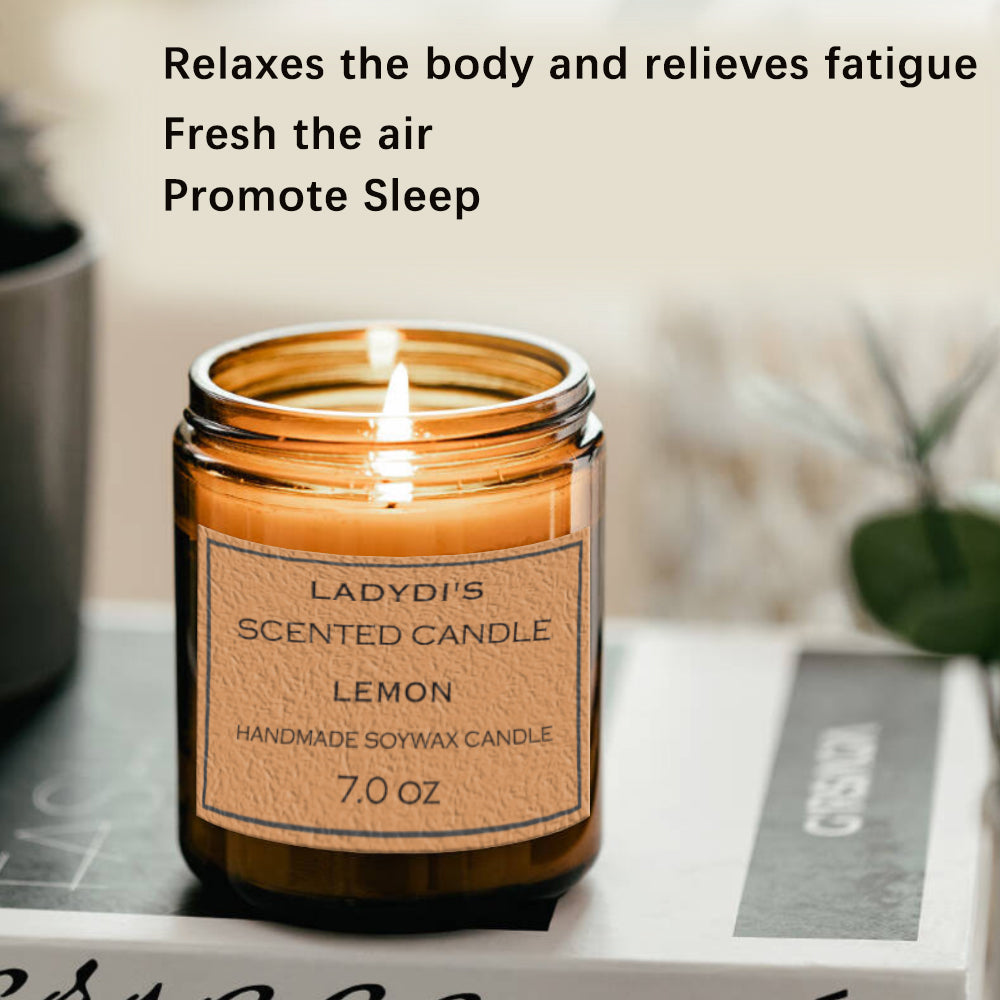 Scented candles，7OZ，48+H Burn Time，100% Natural Soy Wax，Fresh the air，Promote Sleep