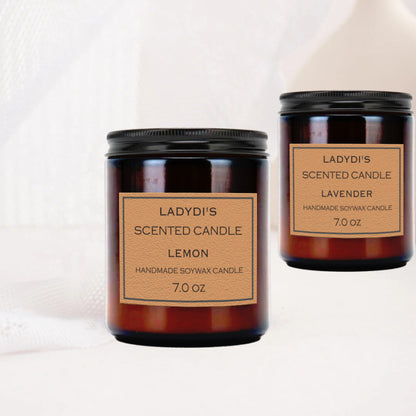 Scented Candle, Ladydi's Candle, 7Oz 48Hour Burn,Pack of Two,Relaxation Gift, Lavender and Lemon Scent, Soy Wax, Sleep Candle