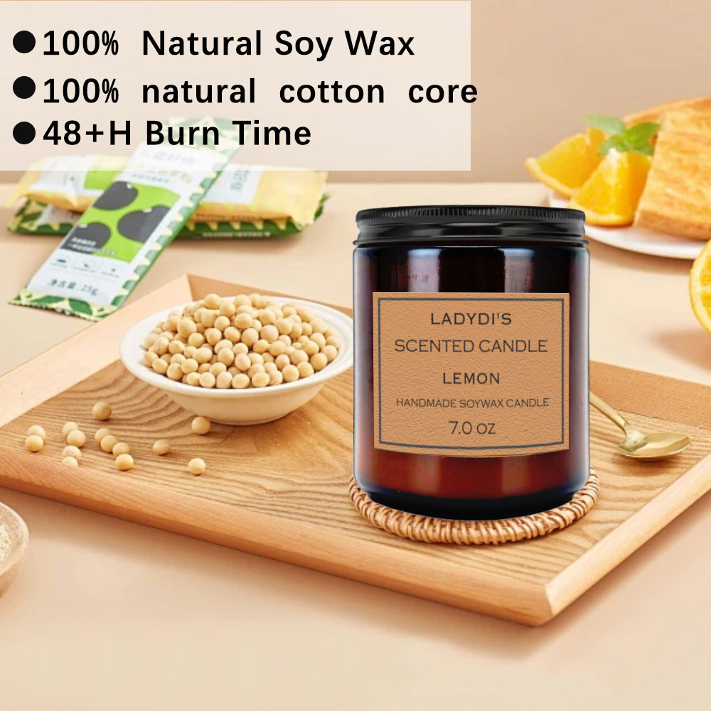 Scented candles，7OZ，48+H Burn Time，100% Natural Soy Wax，Fresh the air，Promote Sleep