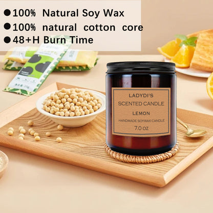 Scented candles，7OZ，48+H Burn Time，100% Natural Soy Wax，Fresh the air，Promote Sleep